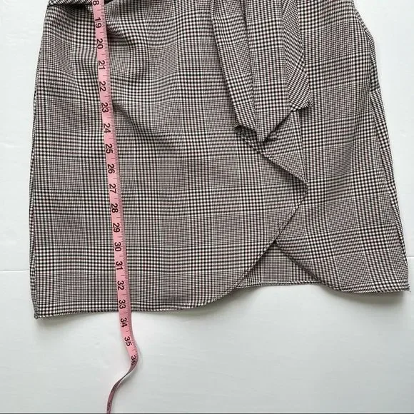 Topshop NEW Houndstooth Front Tie Plaid White Red Mini DresS Size 4 - Picture 11 of 16